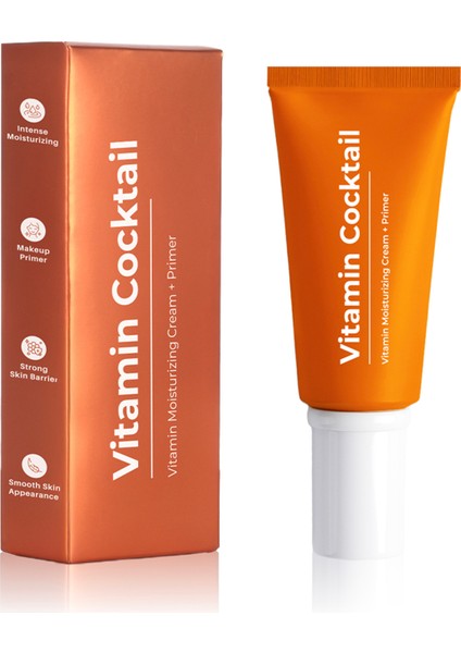 Vitamin Kokteyl-Nemlendirici Besleyici Onarıcı Yüz Kremi (Vitamin C+ B3 +B5 +E) ve Makyaj Bazı 50ML indirimleri