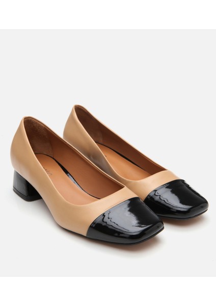 01AYH304310A133 Deri Siyah Kadın Kalın Topuk
