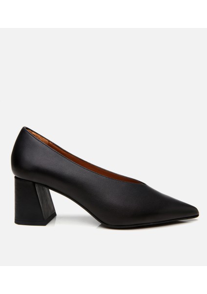 01AYH306160A100 KADIN Süet Deri Siyah Kalın Topuklu Ayakkabı