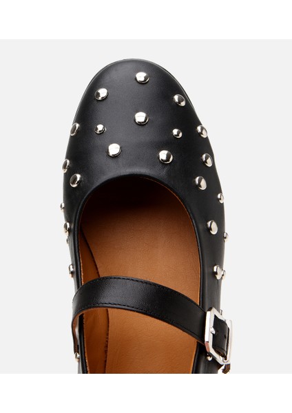 01AYH304760A100 KADIN Deri Siyah Taşlı Babet