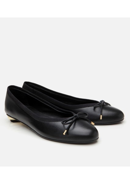 01AYH304530A100 KADIN Deri Siyah Topuk Detaylı Babet