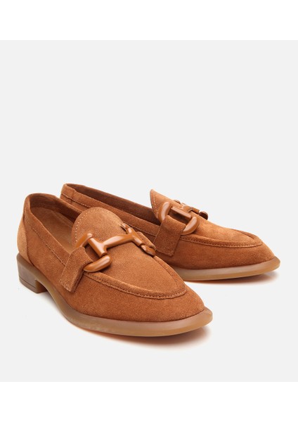 01AYH306180A370 KADIN Süet Deri Taba Esnek Tabanlı Günlük Loafer