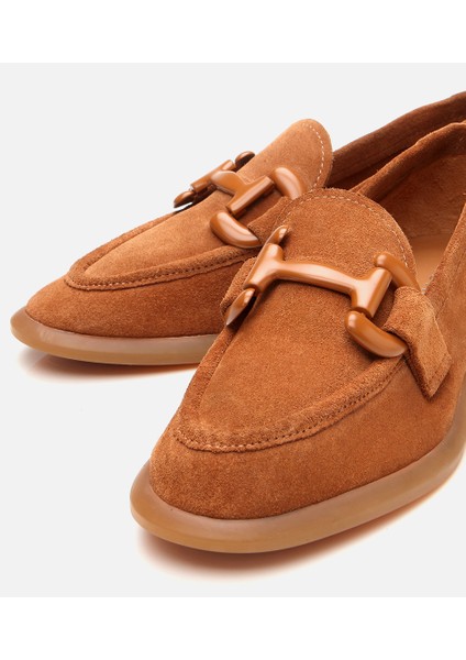 01AYH306180A370 KADIN Süet Deri Taba Esnek Tabanlı Günlük Loafer