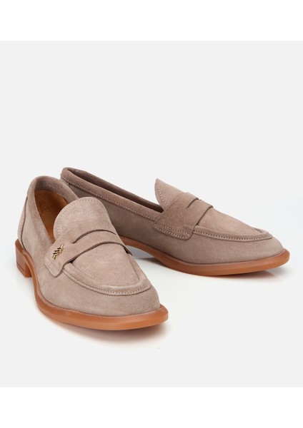 01AYH306200A450 KADIN Süet Deri Vizon Esnek Tabanlı Klasik Loafer
