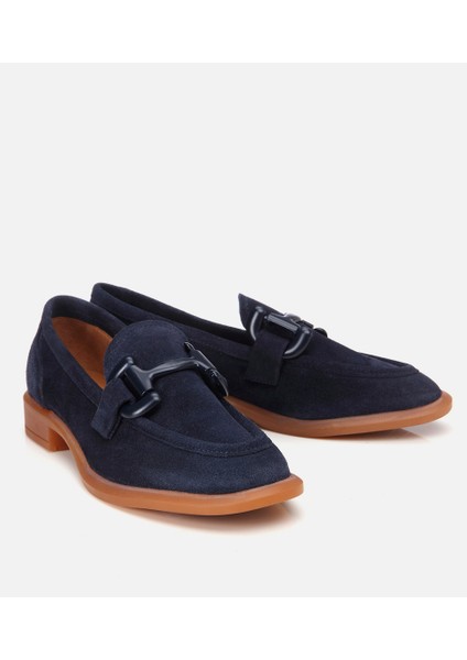 01AYH306180A680 KADIN Süet Deri Lacivert Esnek Tabanlı Günlük Loafer