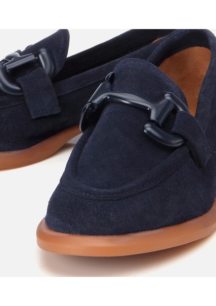 01AYH306180A680 KADIN Süet Deri Lacivert Esnek Tabanlı Günlük Loafer