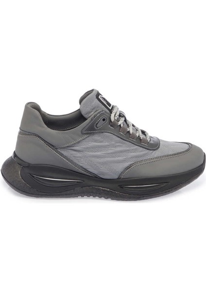 Gri Deri-Tekstil Erkek Sneaker - E23S1AY56384-S1P