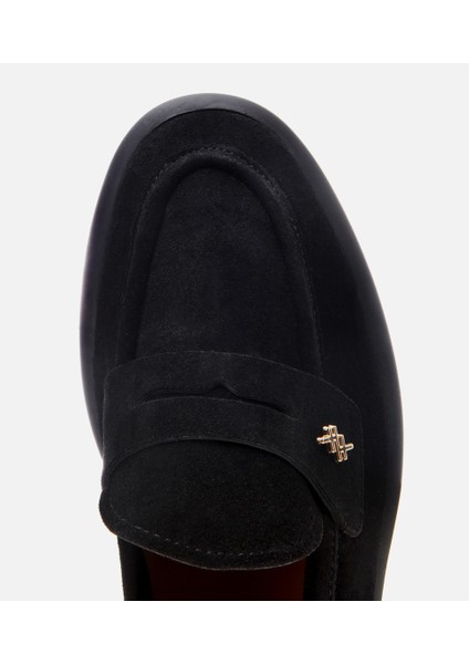01AYH306200A100 KADIN Süet Deri Siyah Esnek Tabanlı Klasik Loafer