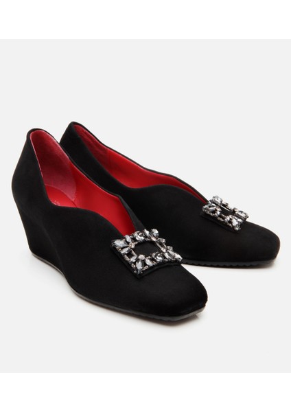 01AYH306280A100 KADIN Deri Toka Detaylı Dolgu Topuklu Ayakkabı