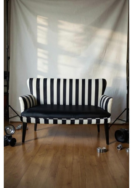 - Roma Çay Seti Koltuk Takımı - Dijital Baskı Kumaş - Zebra Siyah Beyaz Çizgili Desen - Ahşap Siyah Ayak modelleri