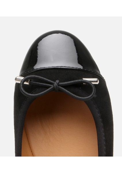 01AYH306300A100 KADIN Süet Deri Siyah Esnek Tabanlı Babet