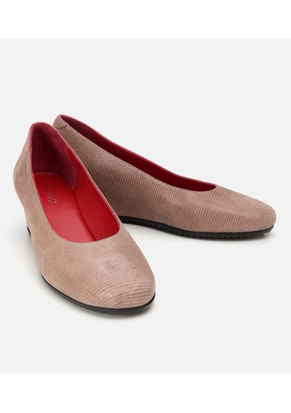 01AYH306260A450 KADIN Deri Vizon Esnek Dolgu Topuklu Ayakkabı