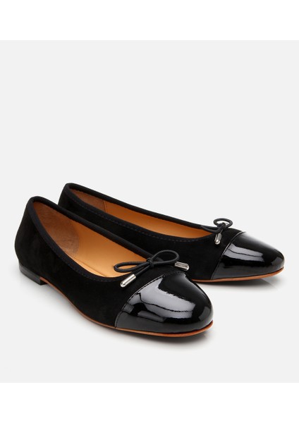 01AYH306300A100 KADIN Süet Deri Siyah Esnek Tabanlı Babet
