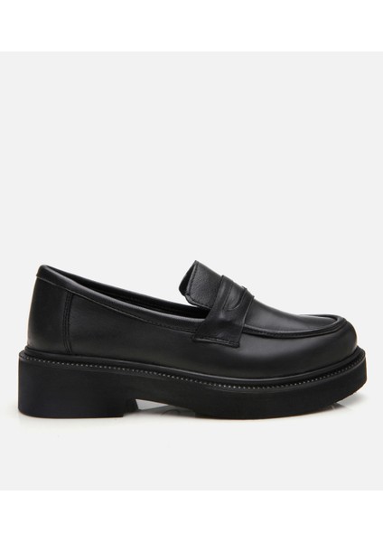 01AYH306700A100 Deri Siyah Kadın Loafer