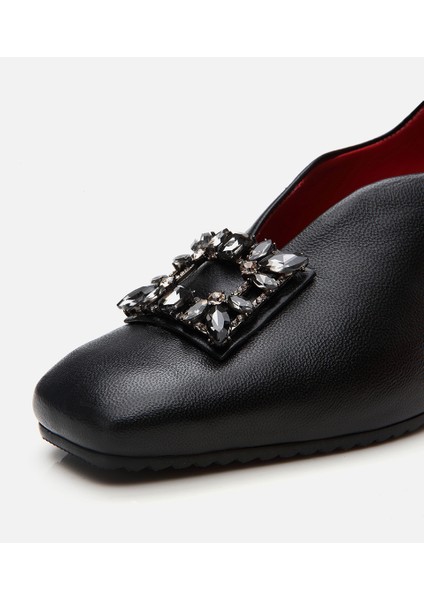 01AYH306270A100 KADIN Deri Toka Detaylı Dolgu Topuklu Ayakkabı