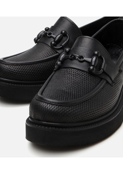 01AYH306690A100 KADIN Deri Siyah Tokalı Klasik Loafer