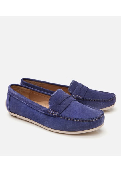 01AYH306650A680 KADIN Süet Deri Lacivert Günlük Loafer