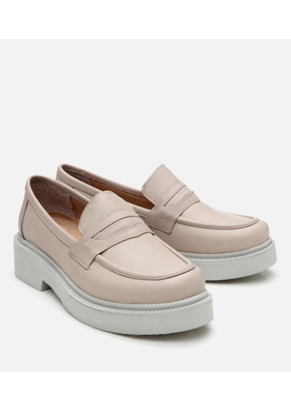 01AYH306700A310 KADIN Deri Pudra Kalın Tabanlı Loafer