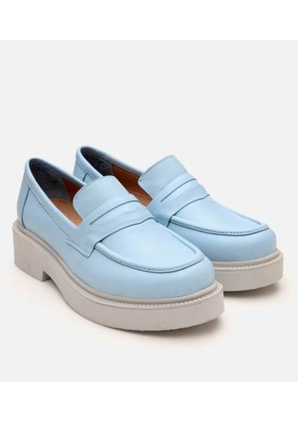 01AYH306700A600 Deri Açık Mavi Kadın Loafer