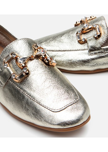 01AYH306740A540 Deri Gold Kadın Tokalı Loafer