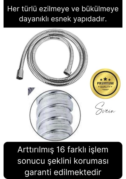Premium Paslanmaz Krom Patlamaz Kopmaz Tüm Duş Sistemleriyle Uyumlu Uzayan Spiral Hortum Örgü 2 mt