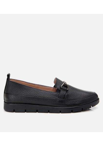 01AYH306720A100 Deri Siyah Kadın Tokalı Loafer