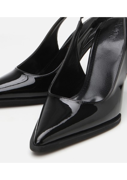 01AYH307480A100 KADIN Siyah Taşlı Arkası Açık Topuklu Ayakkabı