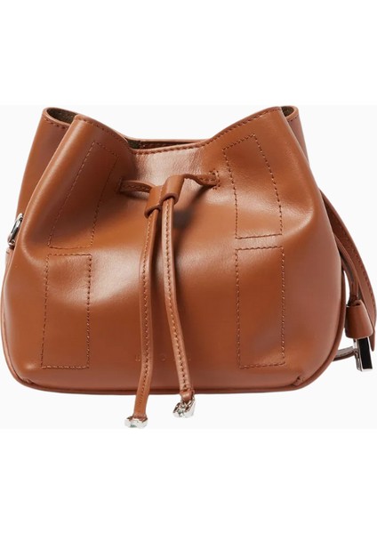 Mini Hocket Kahverengi Deri, Zarif ve Şık Bucket Omuz Çantası