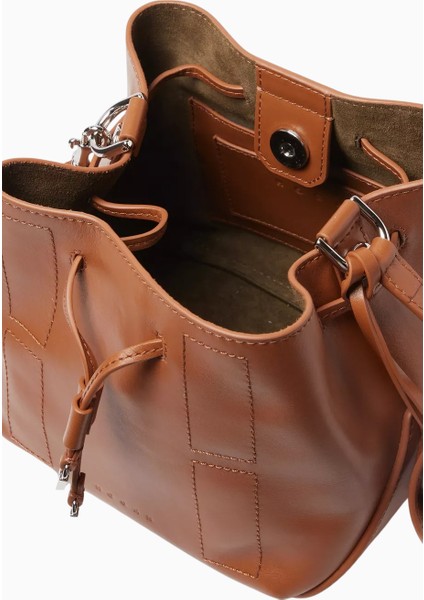 Mini Hocket Kahverengi Deri, Zarif ve Şık Bucket Omuz Çantası indirimleri