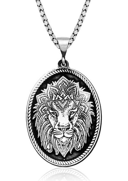 925 Ayar ​gümüş Aslan Kafası Motifli Kolye (BC-C93573) fiyatları