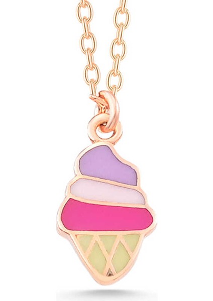 925 Ayar Gümüş Rose Renkli Dondurma Kadın Kolye (BC-84386D) modelleri