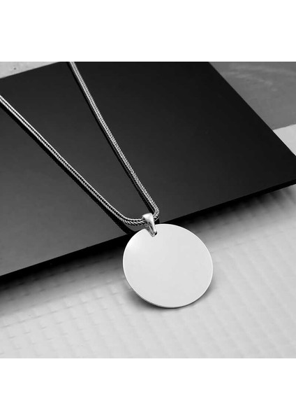 925 Ayar Gümüş Yuvarlak Plaka Kolye (BC-D44061) fiyatları