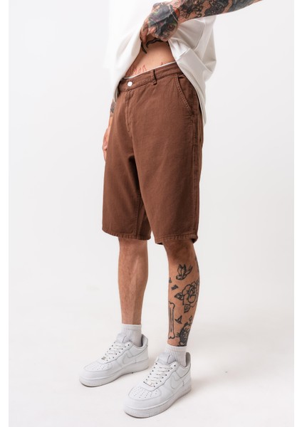 Erkek Parça Boya Şort Kahve fiyatları