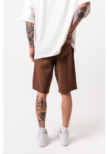 Erkek Parça Boya Şort Kahve fırsatları