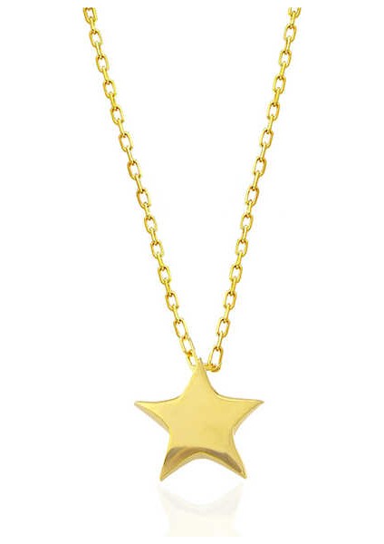 925 Ayar Gümüş Gold Yıldız Kadın Kolye (BC-648A38)