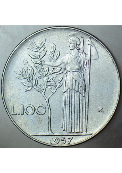 Italya 100 Liret 1957 Roma Tanrıçası Minerva Görselli. fiyatları