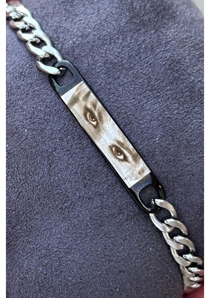 Kişiye Özel Göz Resim Baskılı Paslanmaz Çelik Bileklik Sevgiliye Hediye SCB83