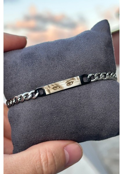 Kişiye Özel Göz Resim Baskılı Paslanmaz Çelik Bileklik Sevgiliye Hediye SCB83 modelleri