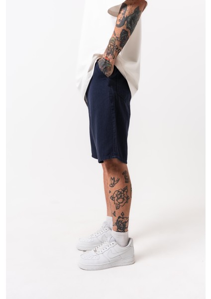 Erkek Parça Boya Şort Lacivert modelleri