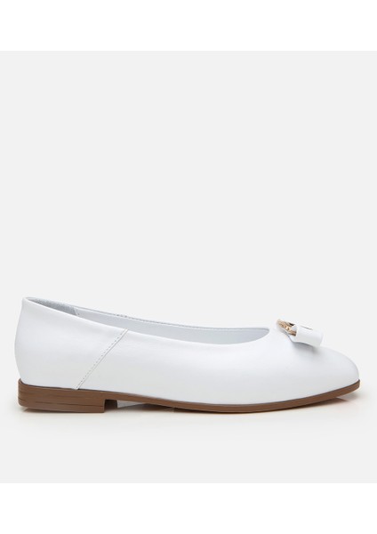 01AYH309040A900 KADIN Deri Beyaz Tokalı Babet