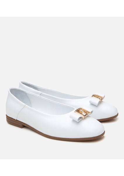 01AYH309040A900 KADIN Deri Beyaz Tokalı Babet