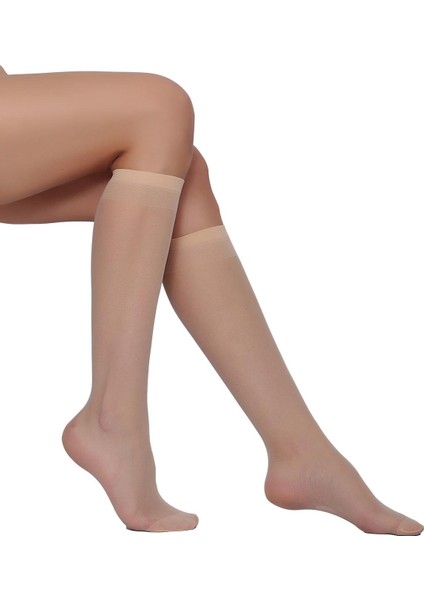 Kadın Dizaltı İnce Çorap – Mat Görünümlü – Naturel Renk – Esnek ve Şık – Gizli Paket