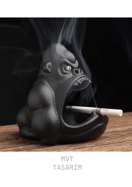 Mvt Tasarım Goril Figürlü Dekoratif Kül tablası Biblo Masaüstü Ev Ofis Dekorasyon Küllük Organizer fiyatları