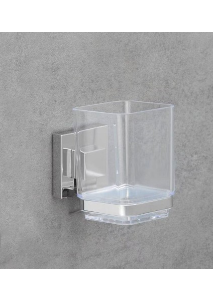 Gbmotion Vacuum-Loc® Paslanmaz Çelik Diş Fırçası Kabı Mod. Quadro Delme Gerektirmeden Takılabilir
