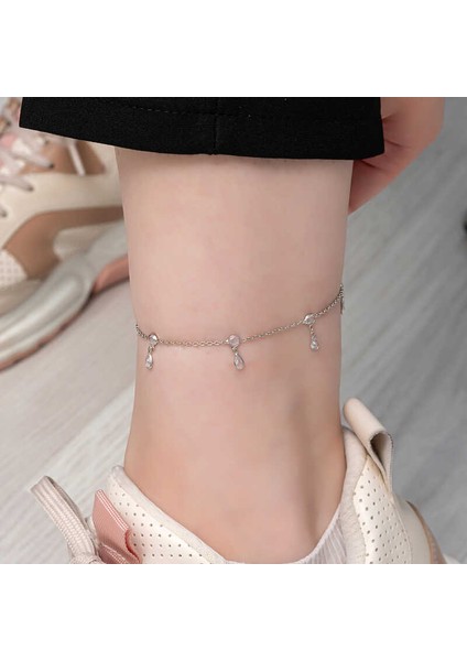 925 Ayar Gümüş Damla Zirkon Taşlı Halhal (BC-B7714F) modelleri