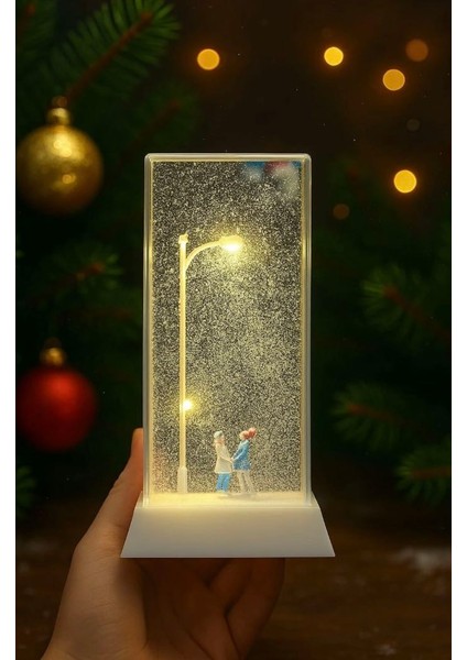 Sokak Lambalı Kar Küresi Minyatür Dekoratif Romantik Kadın ve Erkek El Ele Figürü modelleri