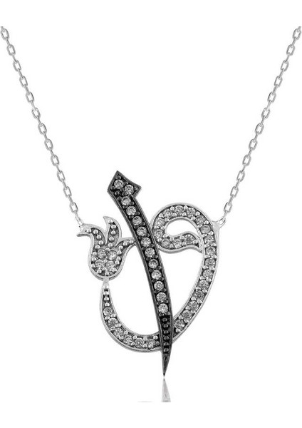 Gümüş Elif Vav Bayan Kolye (BC-D8060B)