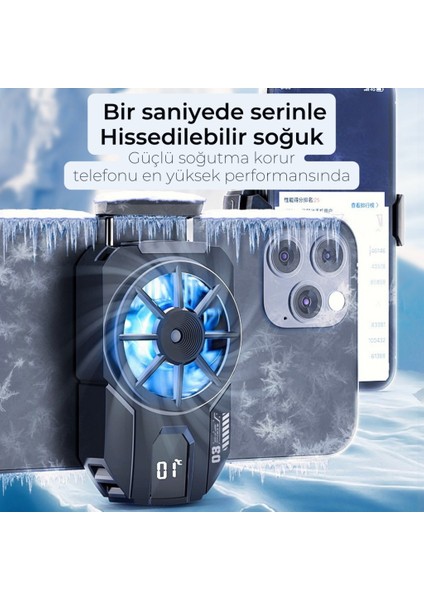 Tüm Telefonlara Uyumlu 7000RPM Buz Tipi Soğutucu | Buz Mavisi LED Işık | Oyuncular Için Özel Tasarım modelleri