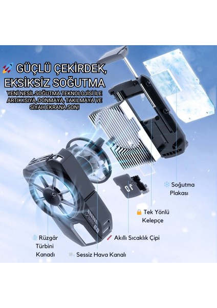 Tüm Telefonlara Uyumlu 7000RPM Buz Tipi Soğutucu | Buz Mavisi LED Işık | Oyuncular Için Özel Tasarım indirimleri