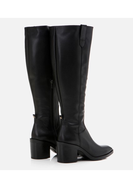 01cıh291200a100 hakıkı Deri Siyah Kadın Çizme
